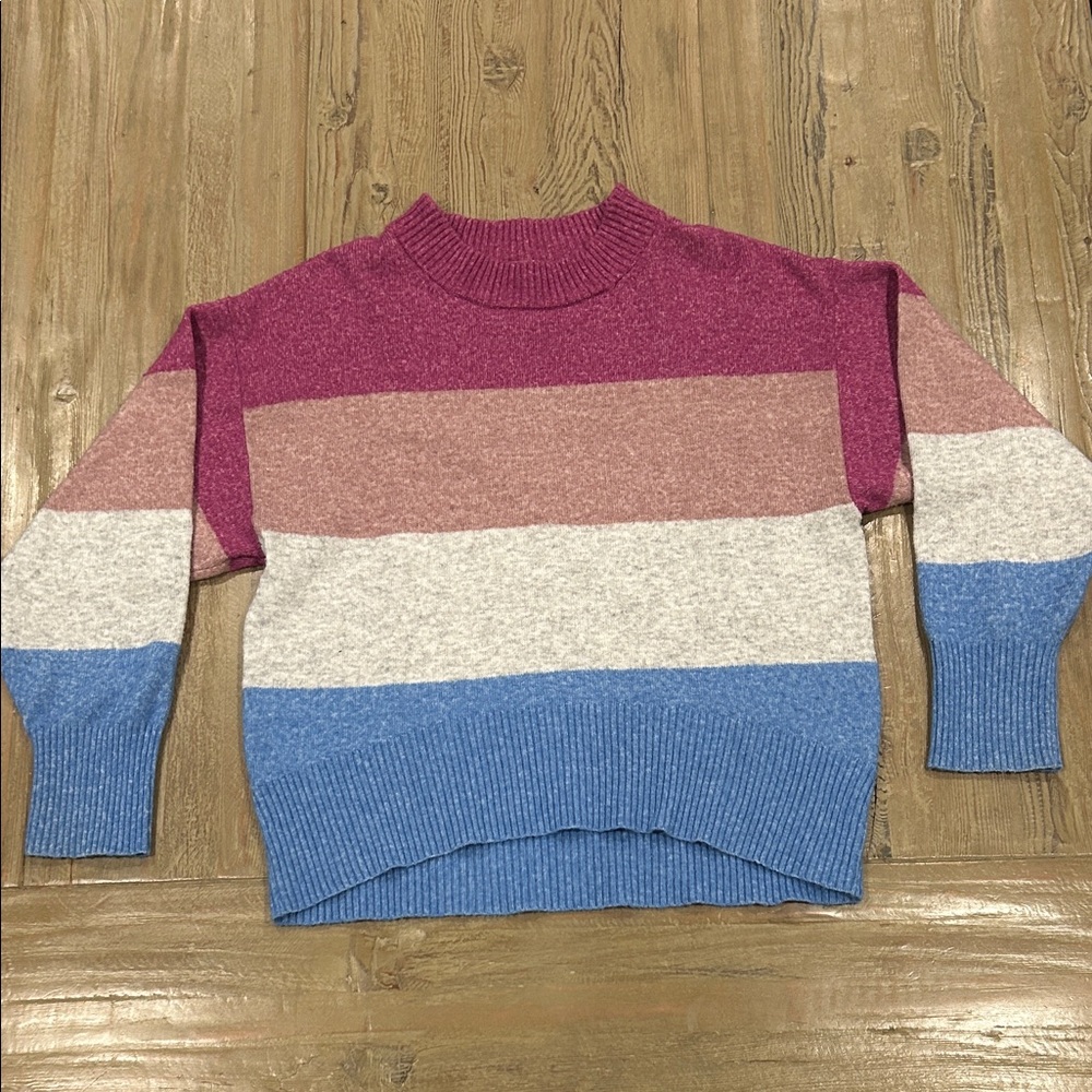 a new day Women's Striped Sweater in Pink, Brown, Gray, and Blue